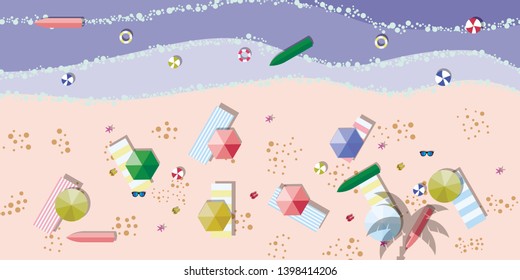 Beach top view. Summer holidays background. Exotic isle and sea