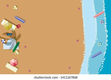 Beach top view. Summer holidays background. Exotic isle and sea