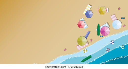 Beach top view. Summer holidays background. Exotic isle and sea