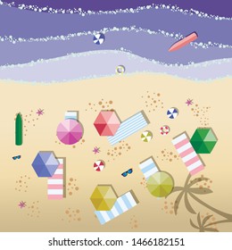 Beach top view. Summer holidays background. Exotic isle and sea