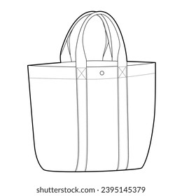 Beach Tote oversized tote, carryall functionality silhouette bag. Fashion accessory technical illustration. Vector satchel front 3-4 view for Men, women style, flat handbag CAD mockup sketch isolated