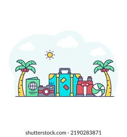 Beach tour illustration, editable vector