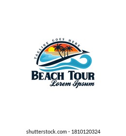 Beach Tour Vacation Undersea Logo Template Vector