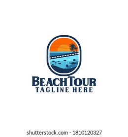 Beach Tour Vacation Undersea Logo Template Vector