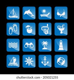 Beach and tourism icon set