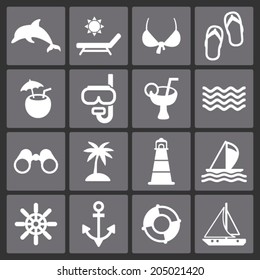 Beach and tourism icon set