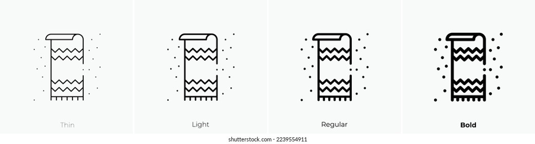 beach towel icon. Thin, Light Regular And Bold style design isolated on white background
