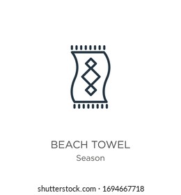 Beach Towel Icon. Thin Linear Beach Towel Outline Icon Isolated On White Background From Season Collection. Line Vector Sign, Symbol For Web And Mobile