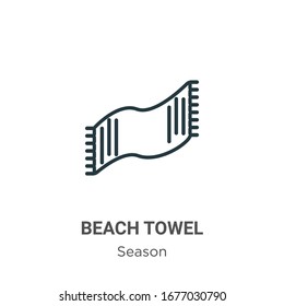 Beach Towel Outline Vector Icon. Thin Line Black Beach Towel Icon, Flat Vector Simple Element Illustration From Editable Season Concept Isolated Stroke On White Background