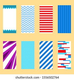 Beach Towel, Set Of Isolated Beach Towels. Vector Illustration Of A Towel In A Flat Design. Vector.