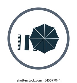 Beach towel and umbrella icon. Simple design for web and mobile
