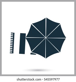 Beach towel and umbrella icon. Simple design for web and mobile