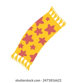 Beach Towel Vector Illustration. Isolated on White Summer Vacation Design Object. Bathroom and Sunbathes Relaxation Equipment. Tropical Concept Blanket with Sea stars on Yellow.