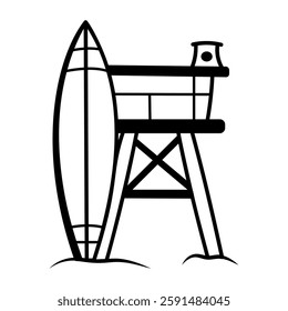 Beach tower icon in hand drawn style 
