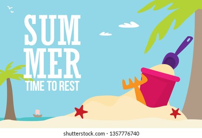 Beach toys. Flat vector