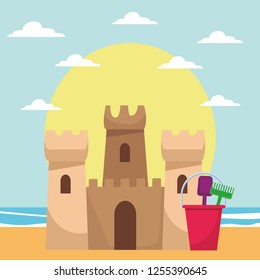 beach toys and sand castle