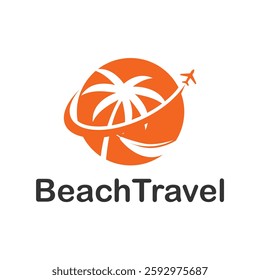 beach travel flat minimalist logo design