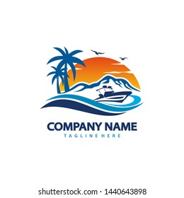 beach travel logo Royalty Vector 