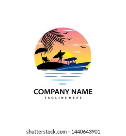 beach travel logo Royalty Vector 
