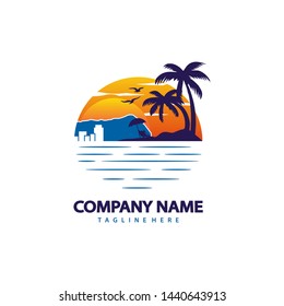 beach travel logo Royalty Vector 
