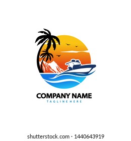 beach travel logo Royalty Vector 