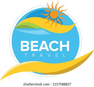 BEACH TRAVEL LOGO VECTOR, FOR TRAVEL, ELEGANT BEACH LOGO