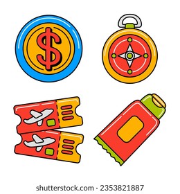 beach travel objects vector illustrations set