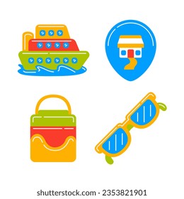 beach travel objects vector illustrations set