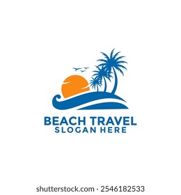 Beach Travel Tour Logo design vector, Travel logo design template