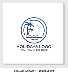 beach traveling logo template design vector, holidays logo vector