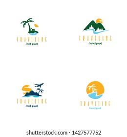 Beach traveling logo template vector. The logo of the trip to the beach in the summer to enjoy a summer vacation