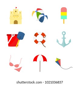 Beach Travelling Related Stuff Illustration Set