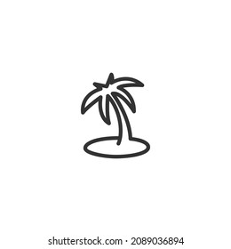 icono de línea de árbol de playa, símbolo de vector de contorno, icono perfecto de píxel