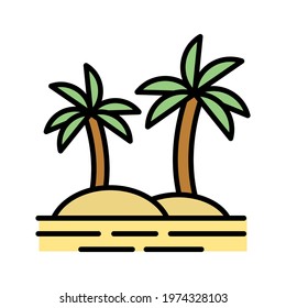 Beach, trees, palm tree Icon vector image. Can be used for Summer and Holidays. Suitable for mobile apps, web apps and print media.