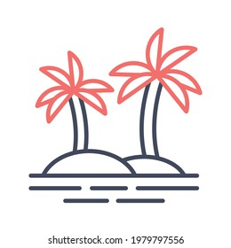 Beach, trees, palm tree Icon vector image. Can be used for Summer and Holidays. Suitable for mobile apps, web apps and print media.