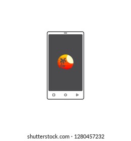 beach trip summer holidays hand phone app flat icon sign
