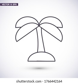  beach, tropical, coconut, leaf, tree, black vector icon line linear style on the background. Best icon 10 eps illustration