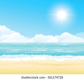 Seascape Vector Illustration Paradise Beach Stock Vector (Royalty Free ...