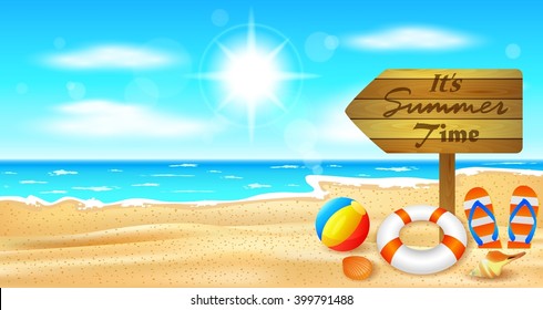 Beach and tropical sea with bright sun