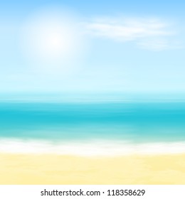 Beach and tropical sea. EPS10 vector.