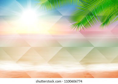 Beach and tropical sea. Geometric background.
