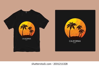 beach t-shirt design. Vector print, typography, poster. Global swatches.