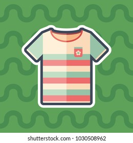 Beach t-shirt sticker flat icon with color background.