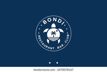 Beach Turtle Logo Design Vector Silhouette Illustration