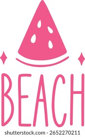 Beach typography clip art design on plain white transparent isolated background for card, shirt, hoodie, sweatshirt, apparel, tag, mug, icon, poster or badge