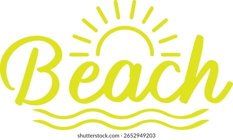 Beach typography clip art design on plain white transparent isolated background for card, shirt, hoodie, sweatshirt, apparel, tag, mug, icon, poster or badge