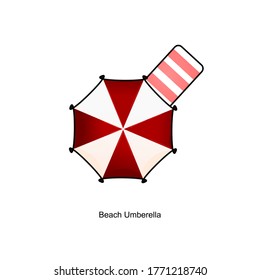 beach umberella flat illustration with outline, I made an outline image for buyers who only want to buy images for the template