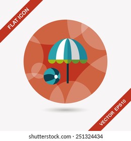 beach umbrella with ball flat icon with long shadow,eps10