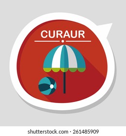 beach umbrella with ball flat icon with long shadow,eps10