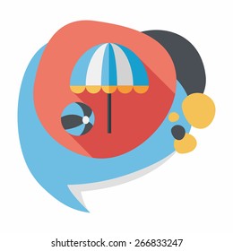beach umbrella with ball flat icon with long shadow,eps10